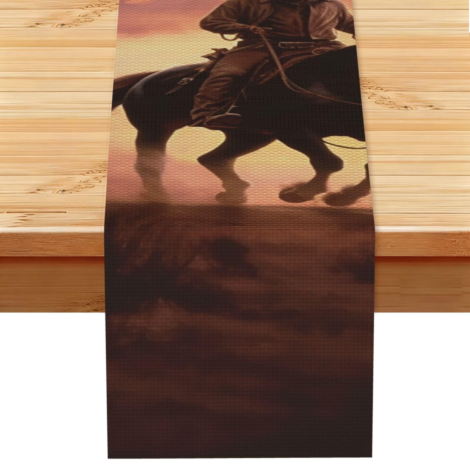 Cowboy West Table Runner 13 x 72 Inches Long, Cotton Linen Table Runners for Kitchen Dining Table Decoration - Washable Tablecloth Modern Tablerunner for Home Party Decor