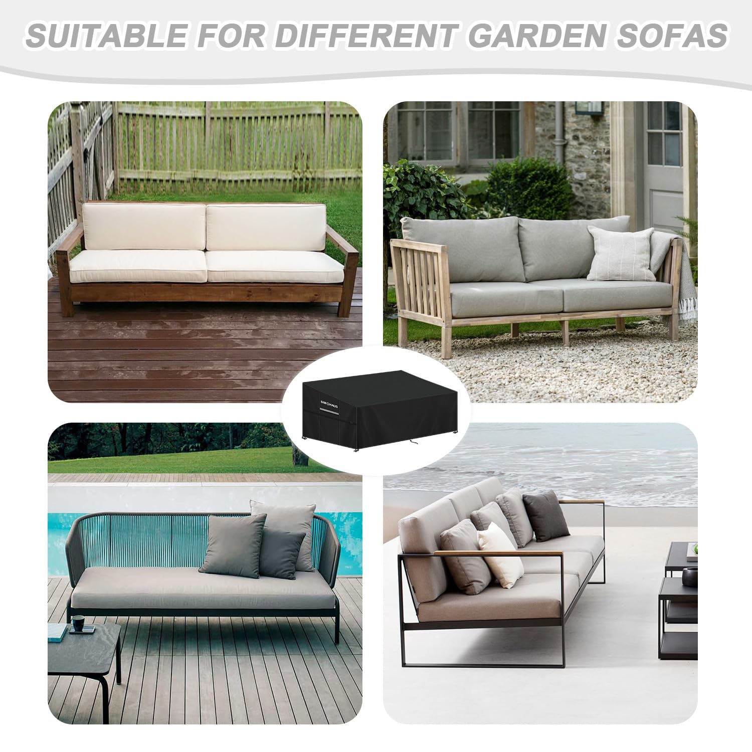 Housse pour Canapé Extérieur 3 Places Imperméable 420D Oxford 205x99x89/61cm