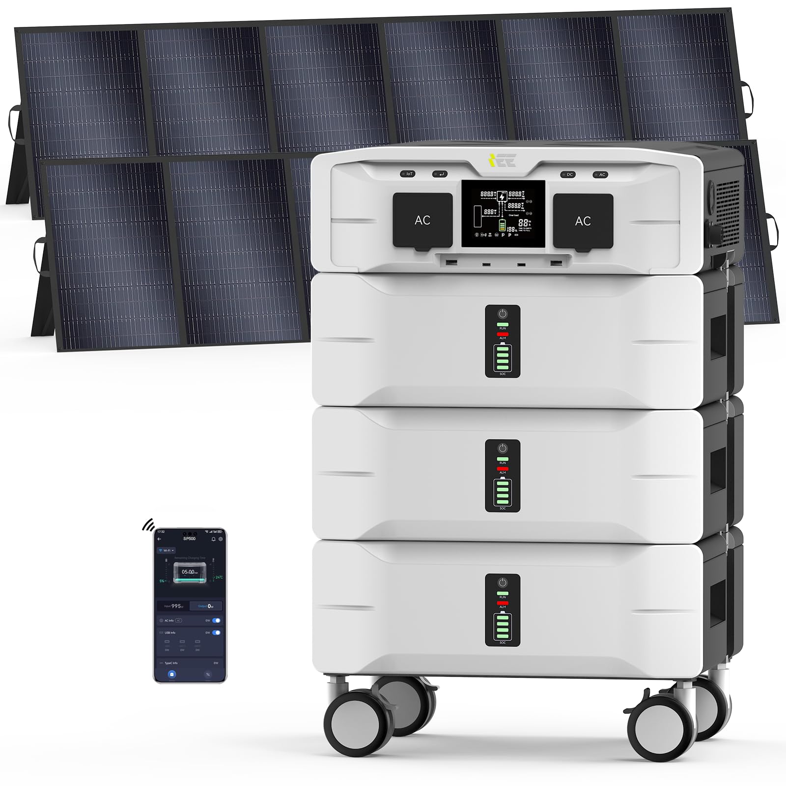 IEE SP5000 7680Wh Solar Power Station 5000W 9000 Peak AC Output 120V 240V Split Phase LFP Battery with