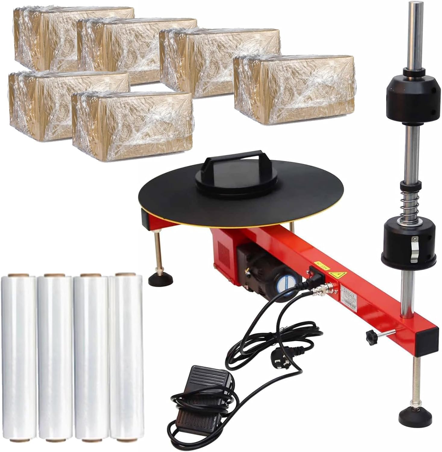 Electric Stretch Film Wrapping Machine, Carton Wrapper for 20-70cm Stretch Film, Heavy-Duty Dispenser for Packaging, Shipping & Warehousing, 60cm Film Compatible