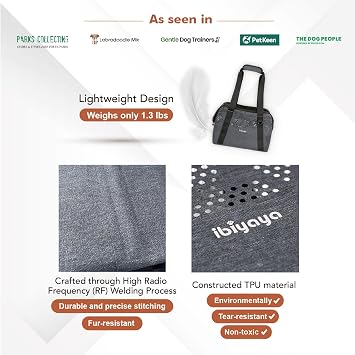 ibiyaya - Small Dog Carrier Bag - Breezy Wanderer Pet Carrier for Small Dogs, Cats, and Rabbits - Travel Friendly and Water Repellent - Up to 17 Pounds - Black