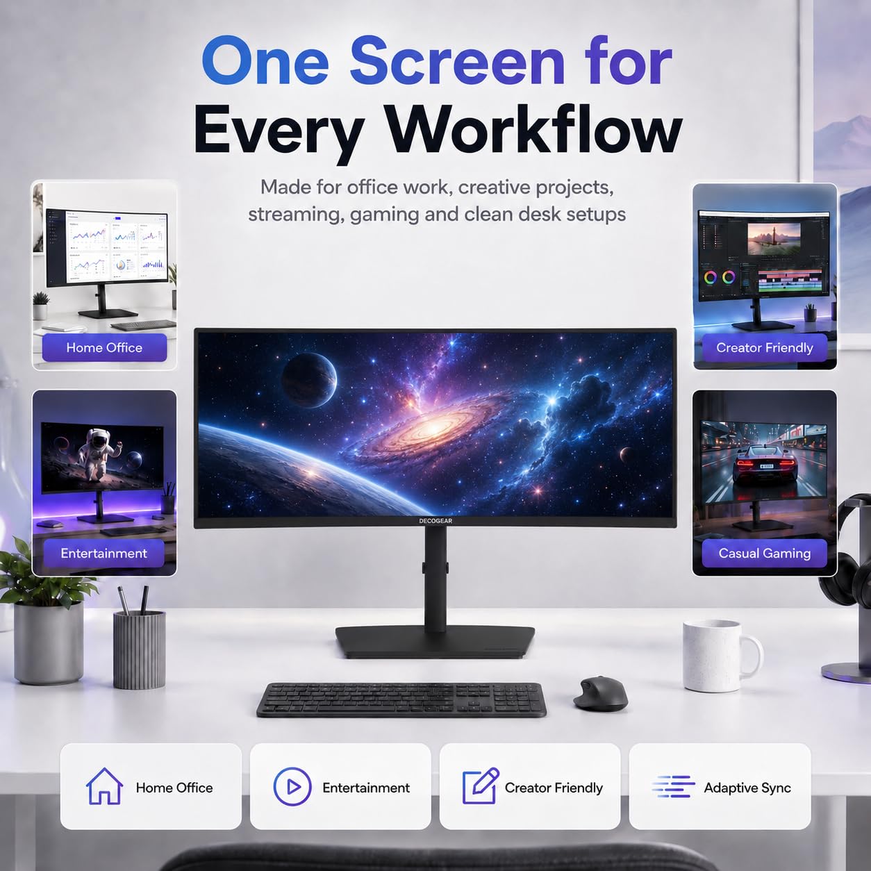 Deco Gear 40 zakrzywionych ultrawide Nano IPS Monitor, 5120x2160 5K2K, 21:9, HDR10, AdaptiveSync, 100% sRGB, HDMI 2.0, DP, USB-C