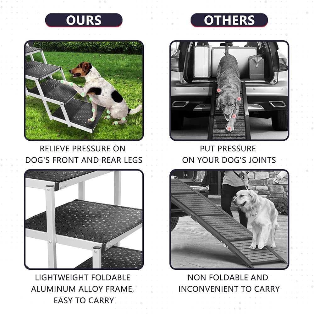 Dog Steps for Car for Nissan Rogue Sport 2017 2018 2019 2020 2021 2022 Foldable Dog Ramps for Large Dogs with Non Slip Surface Portable Outdoor Pet Ramp