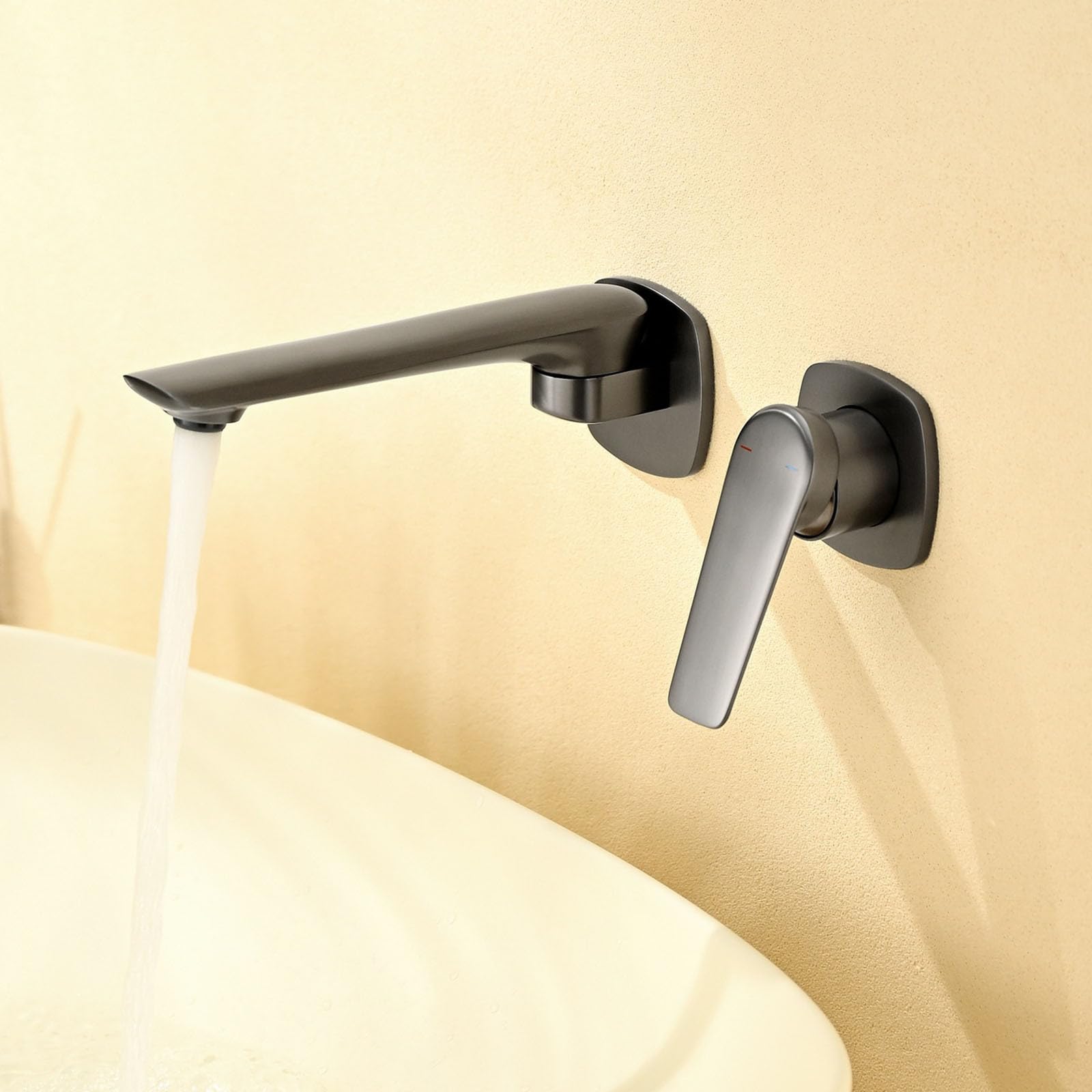 Itnxvkges Gun Gray Concealed Basin Tap Single Lever Bathroom Basin Mixer Tap Brass With Swivel Spout Gray