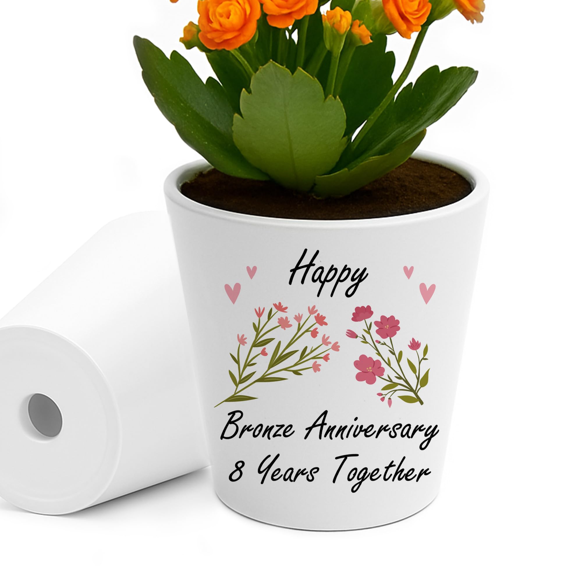 RED OCEAN 8th Wedding For Wife Couple Gift Plant Pot 10cm x 9cm Gift For Anniverary Husband Couple Friend Eight Years Gifts Him Her