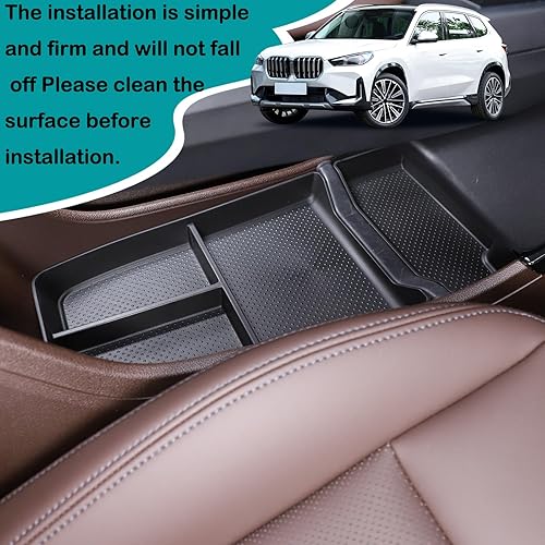 Miniatura 7 de Hudiriy Caja de almacenamiento para auto compatible con BMW X1 U11 2023 2024 Bandeja organizadora de consola inferior, caja de almacenamiento TPE
