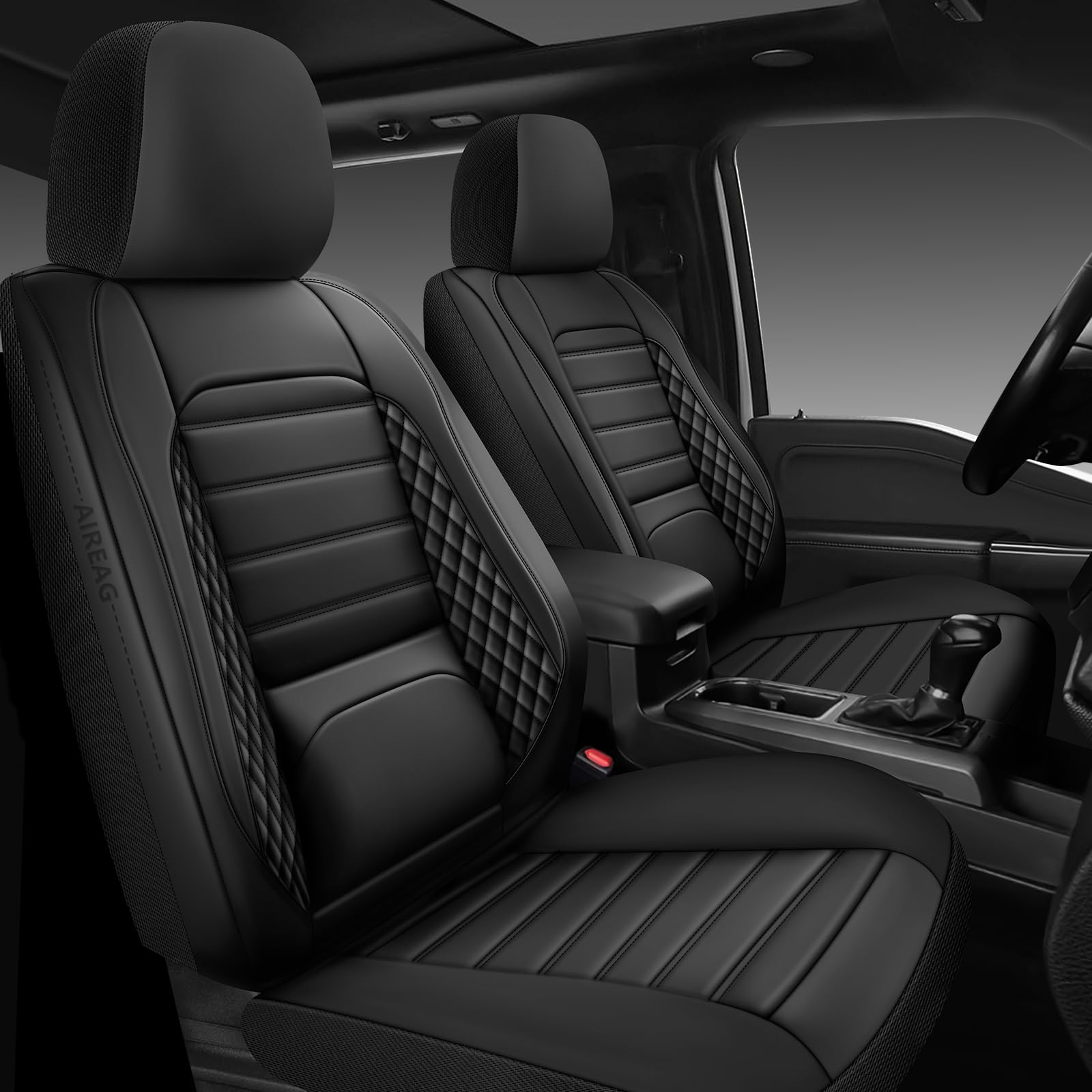 WENNFOUR - Fundas de asiento para Tacoma 2016-2023, juego completo de cuero para interior de camioneta con soporte lumbar, ajuste personalizado para Toyota Tacoma 3.ª generación, cabina doble, SR, SR5, TRD Sport, TRD todoterreno, TRD Pro, color negro