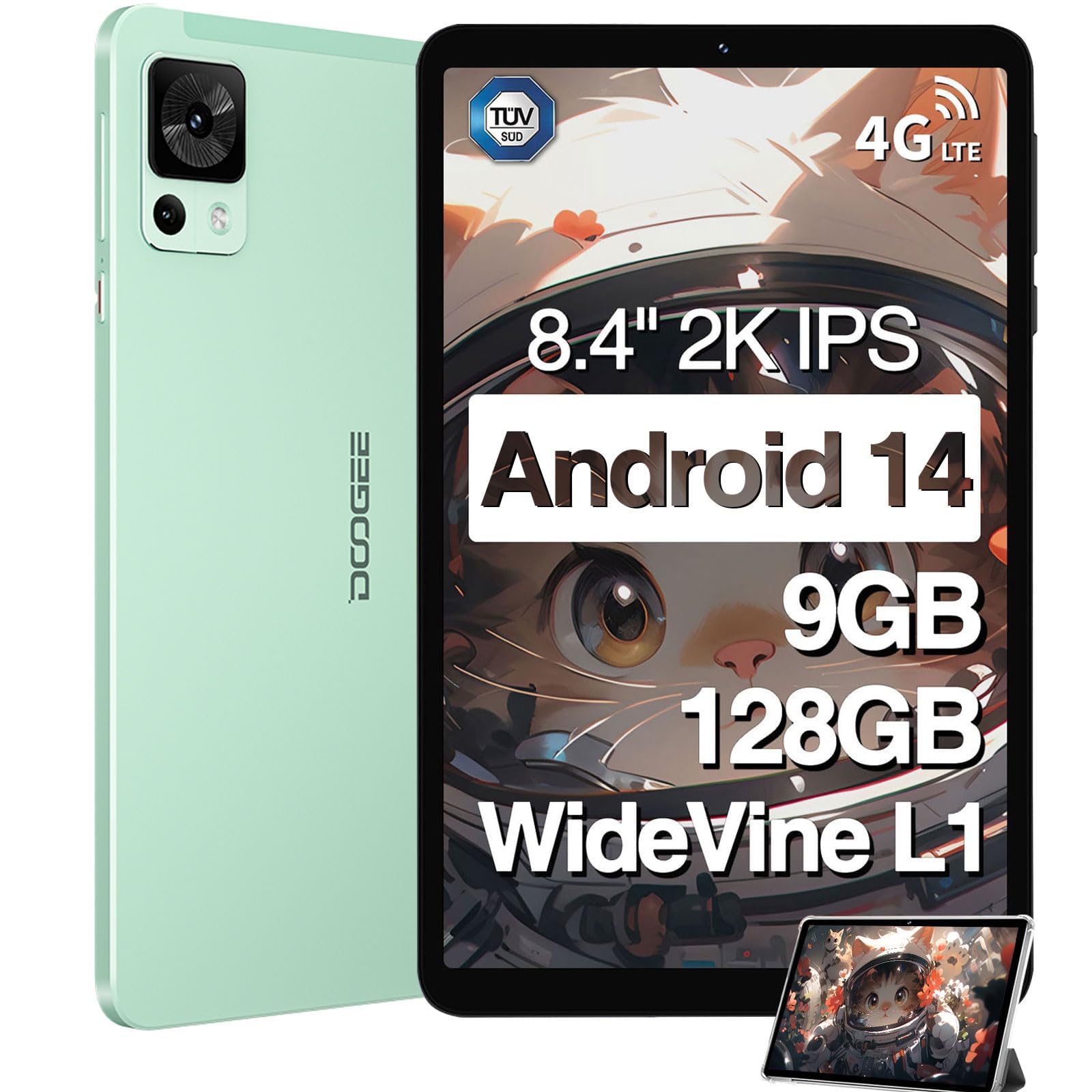 DOOGEE T20 MINI Tablet Android 14, Tablet 8 Pollici, Widevine L1, 9 GB+128 GB/TF 1TB, T606, 5060mAh, Tablet in Offerta, 5G WiFi, 13MP+5MP, Tablet 4G LTE/OTG/GPS/BT 5.0/Gaming Tablet, Tablet Con SIM