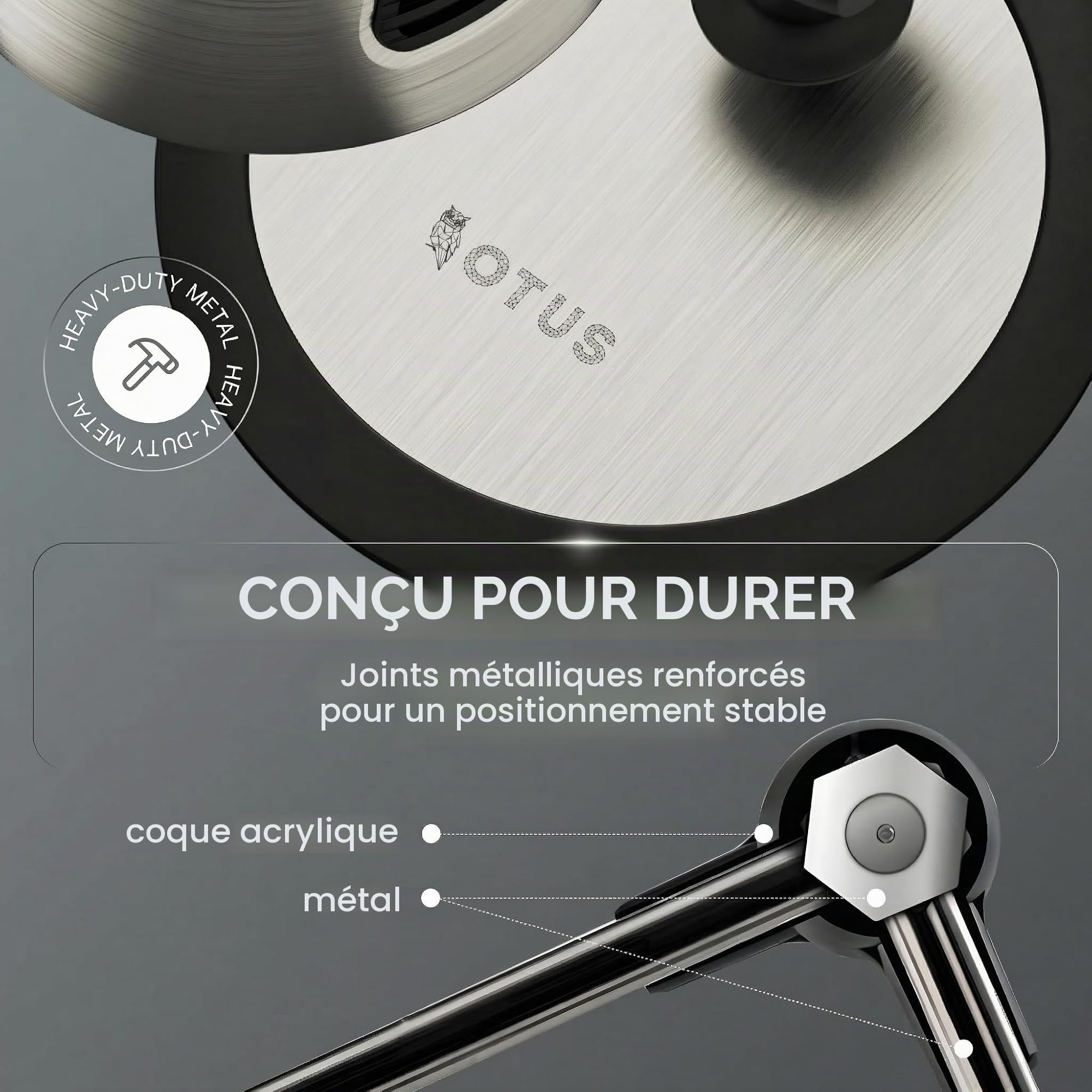 OTUS Lampe de Bureau LED avec Commande Gestuelle | Lampe de Table 12 Niveaux Luminosité, 3 Températures Couleur, Architecte Rétro avec Bras Articulé | Lumiere Bureau pour Lecture, Atelier