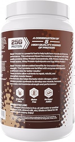 Miniatura 2 de Beast Sports Nutrition Beast Protein 088oz de proteína de 5 fuentes diferentes de proteínas para músculo magro incluyendo concentrado de suero y