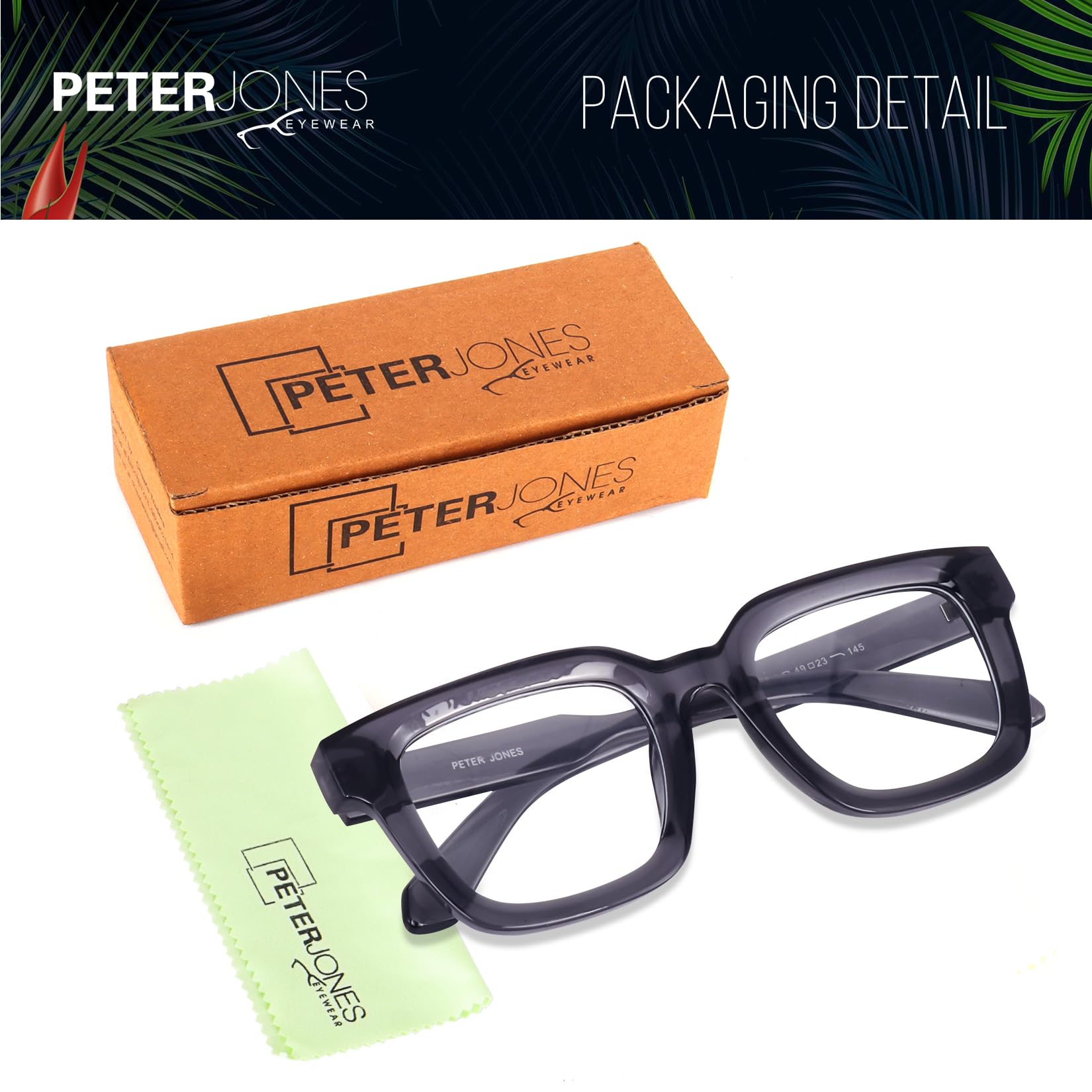 Peter Jones Grey Square Unisex Large Blue Light Blocking Computer/Gaming Glasses (AG3803FGT) - Image 8 thumbnail