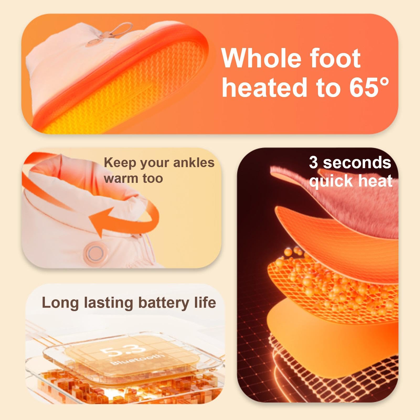 Scarpe riscaldanti ricaricabili, scarpe riscaldanti elettriche, pantofole da casa con calore elettrico traspirante, scarpe a riscaldamento rapido per uomini, scarpe scaldapiedi