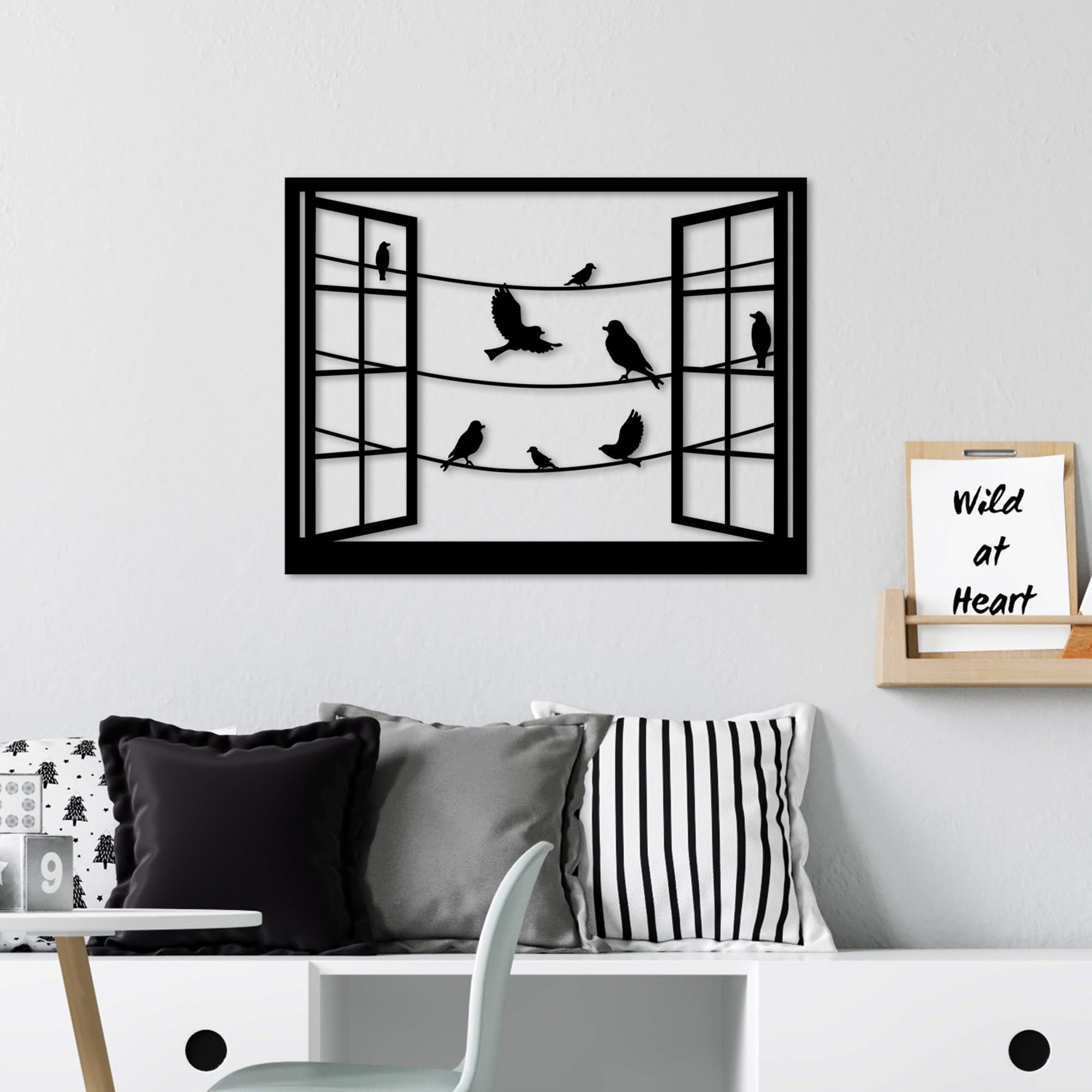 Stylish Black Decorative Metal Wall Accessory, 50 x 38 cm, 100% Metal (1.5 mm), Easy Wall Mounting, Perfect for Modern Home Decor