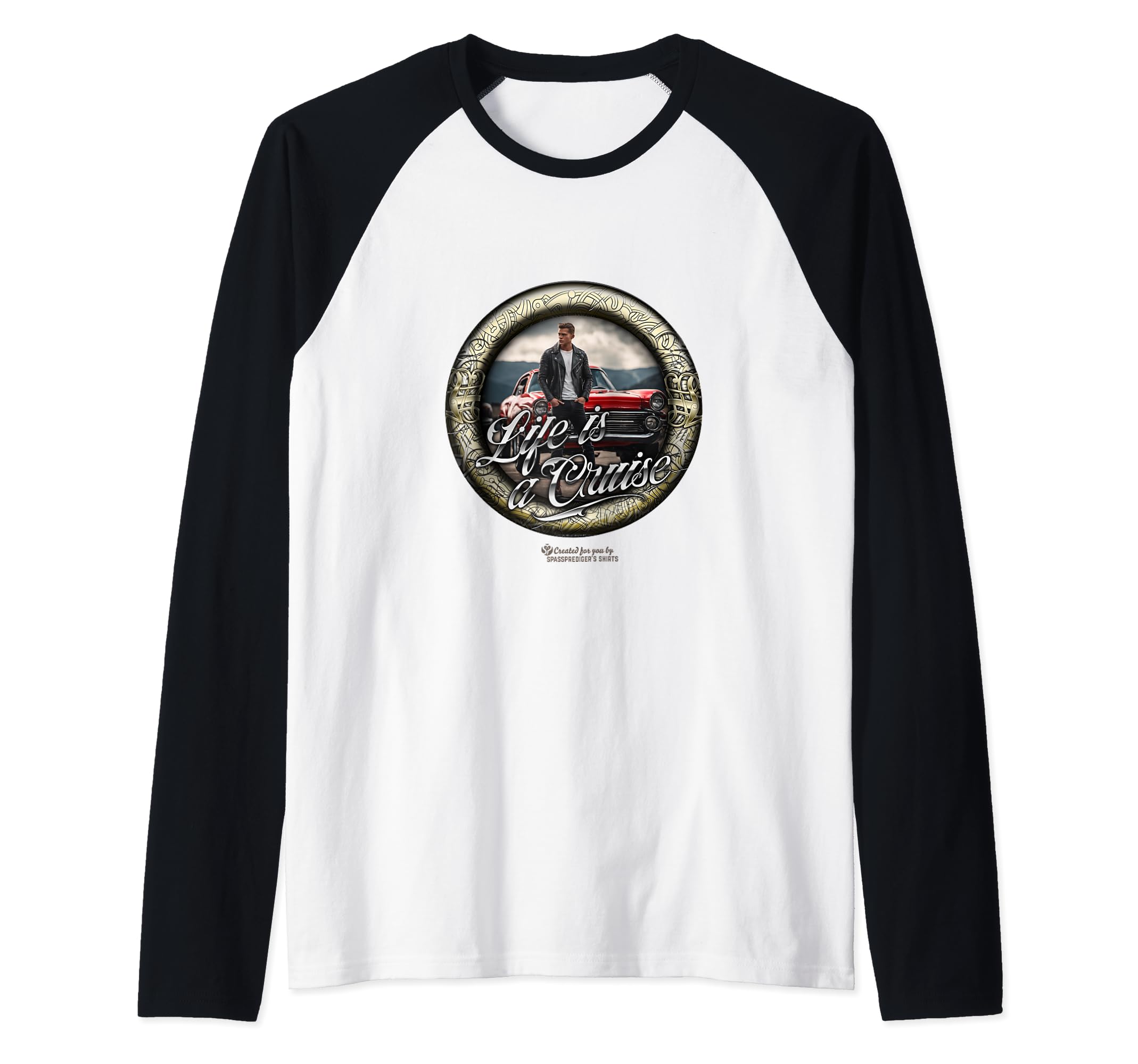 Greaser Lifestyle Design Young Man Hot Rod Greaser Raglan Baseball Tee