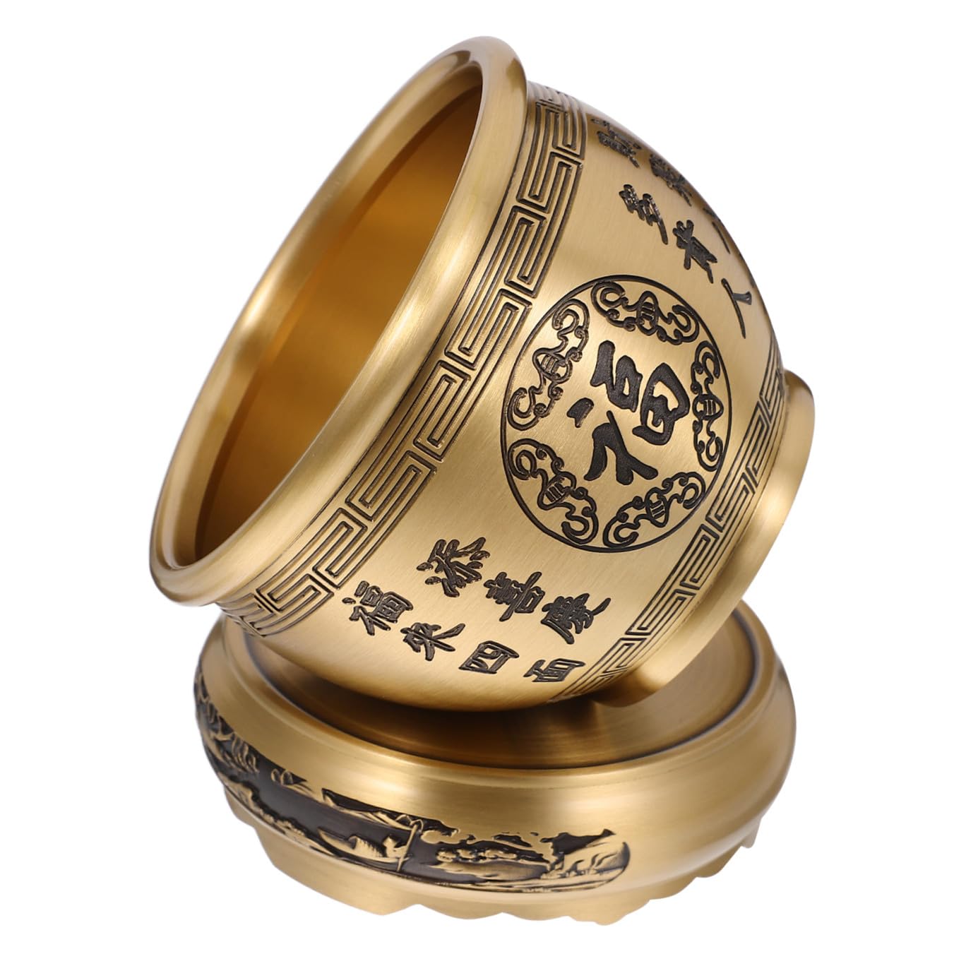 Bol de Fortune Chinois en Laiton Doré Feng Shui pour Bureau