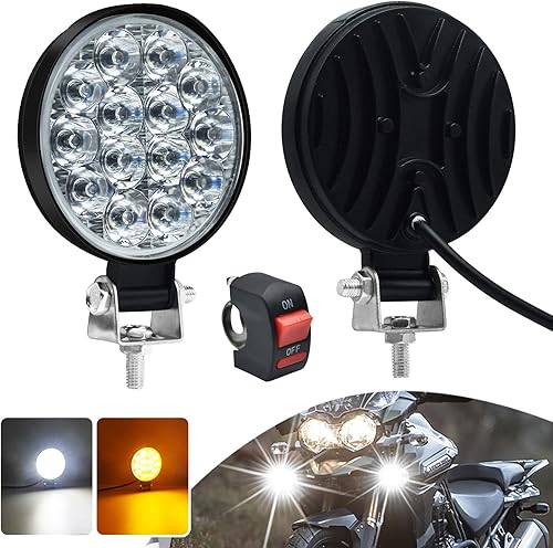 Miniatura 8 de 2 luces redondas todoterreno de 3.4 pulgadas, 14 LED de 17 W 3400 lúmenes, luz de trabajo LED blanca con kit de interruptor para