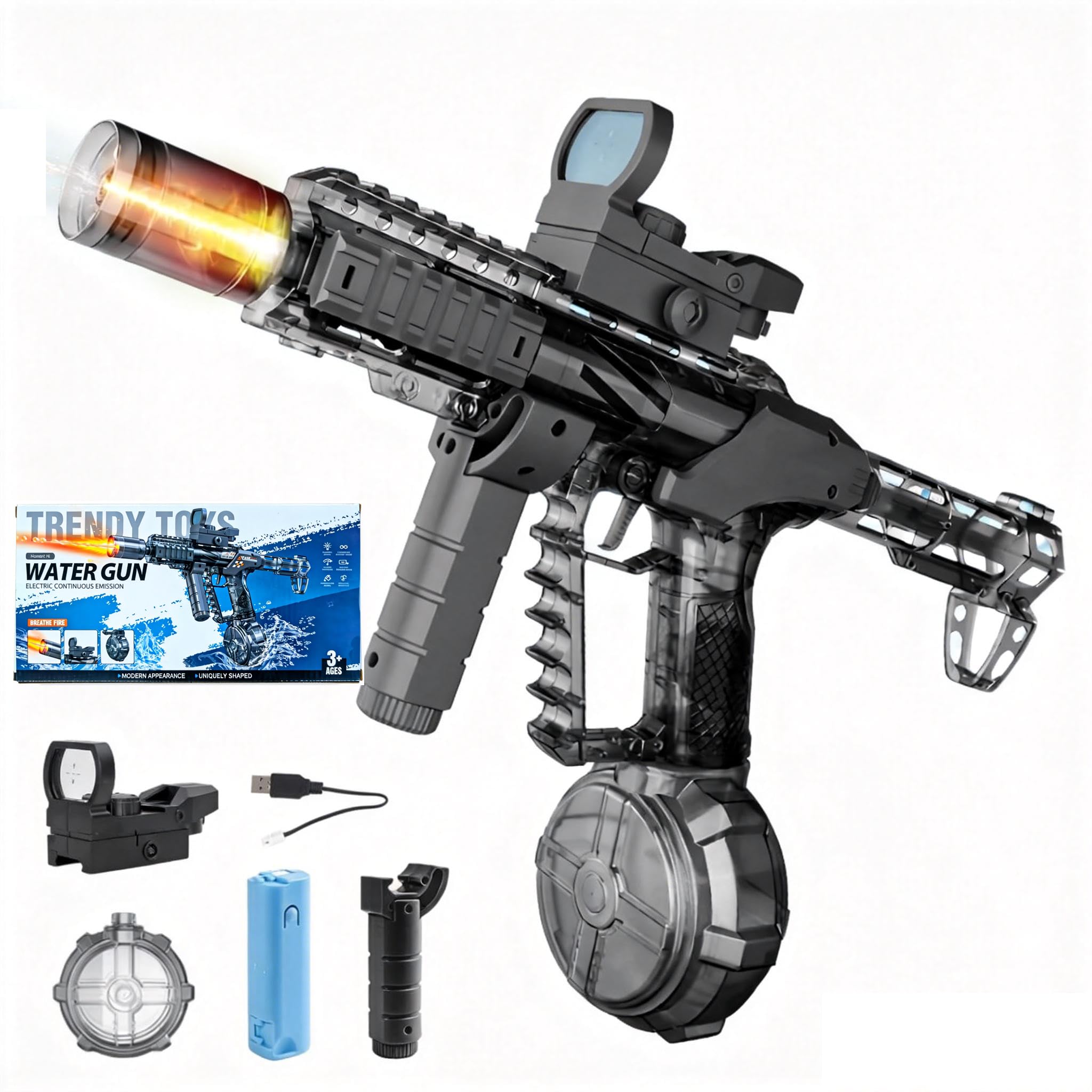 Automatic Electric Water Gun for Kids Adults, 26FT Long Range Water Blaster with LED Light, Powerful Squirt Gun Water Pistols for Summer Pool Beach Outdoor Party Toys