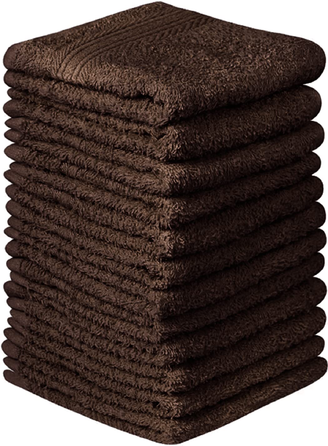Pack of 12 Face Cloth (30 x 30 cm, 500-GSM) Luxury Soft 100% Egyptian Cotton Flannel Washcloth Gym, Golf, Spa Quick Dry Hotel Quality Fingertip Face Towels (Chocolate Brown)