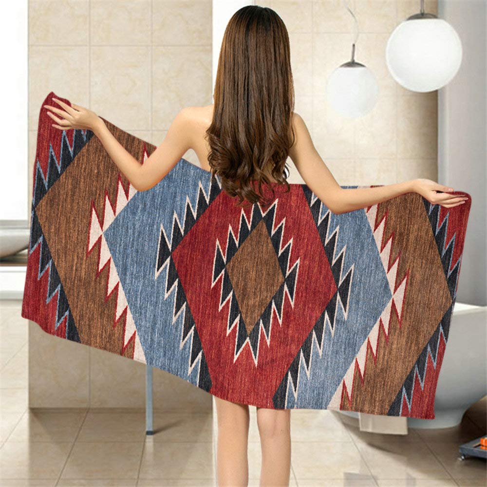 Moslion Comfy Bath Towels Southwest Native American Chevron Soft Bathing/Beach/Camping Towel for Women Men Girls Boys Large Size 64x32 Inches