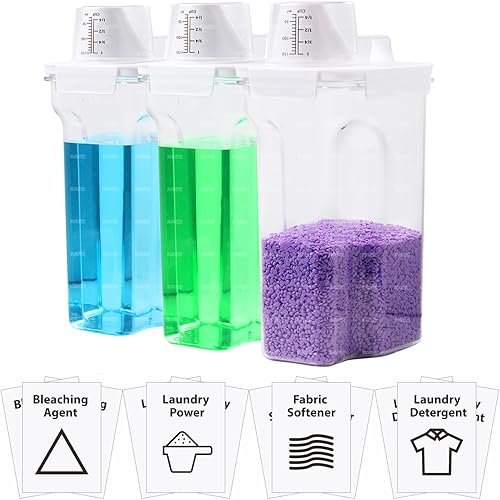 Miniatura 1 de Paquete de 3 Dispensador de detergente líquido para lavandería para organización y almacenamiento, recipientes de jabón de lavandería de gran