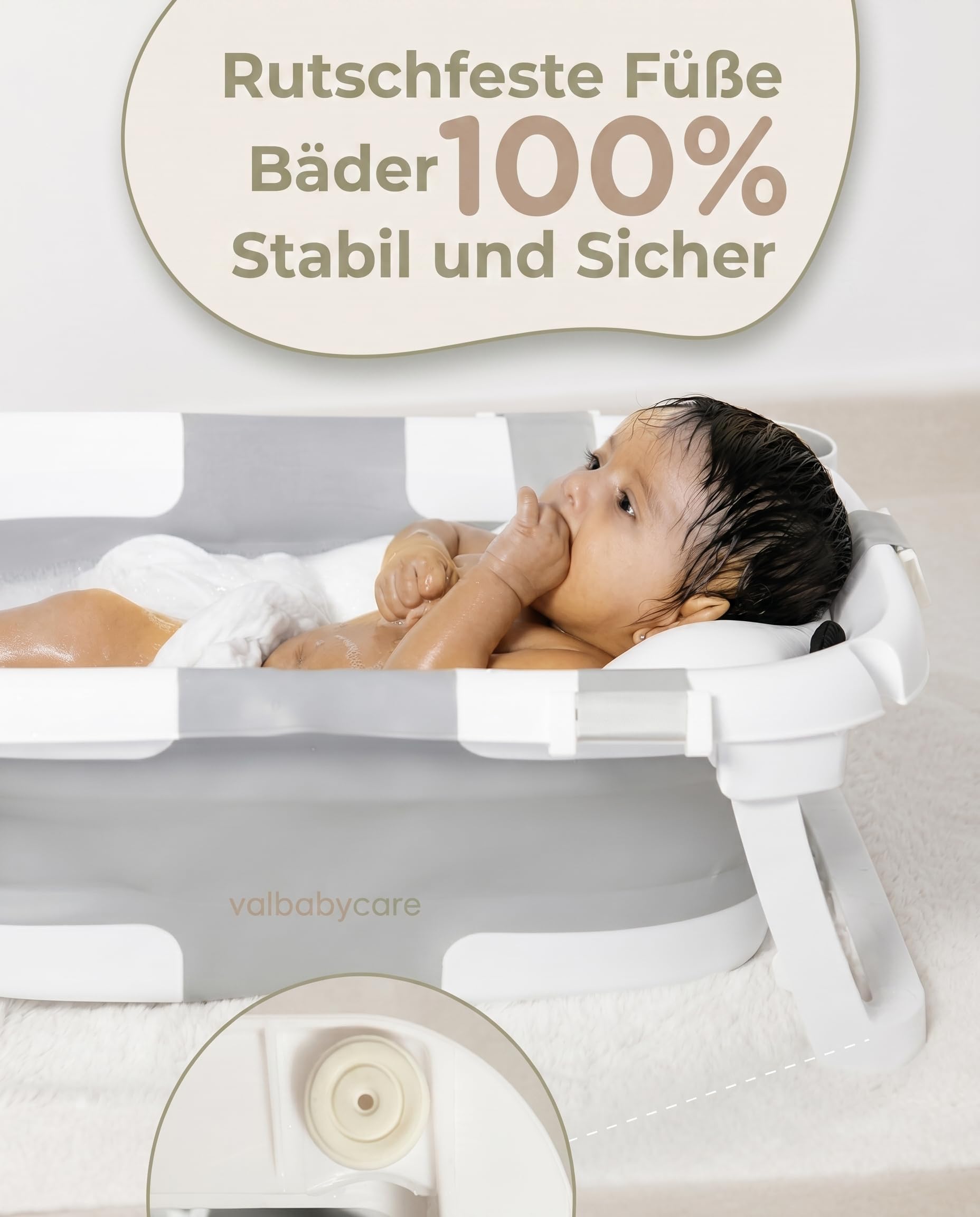 Baby Badewanne Faltbar Antirutsch Ergonomisch Neugeborene Bis 2 Jahre mit Panda Kissen Groß und gepolstert Faltbare Babybadewanne Babywanne Tragbare Wanne Leicht Zu Reinigen BathTub Bath VALBABY