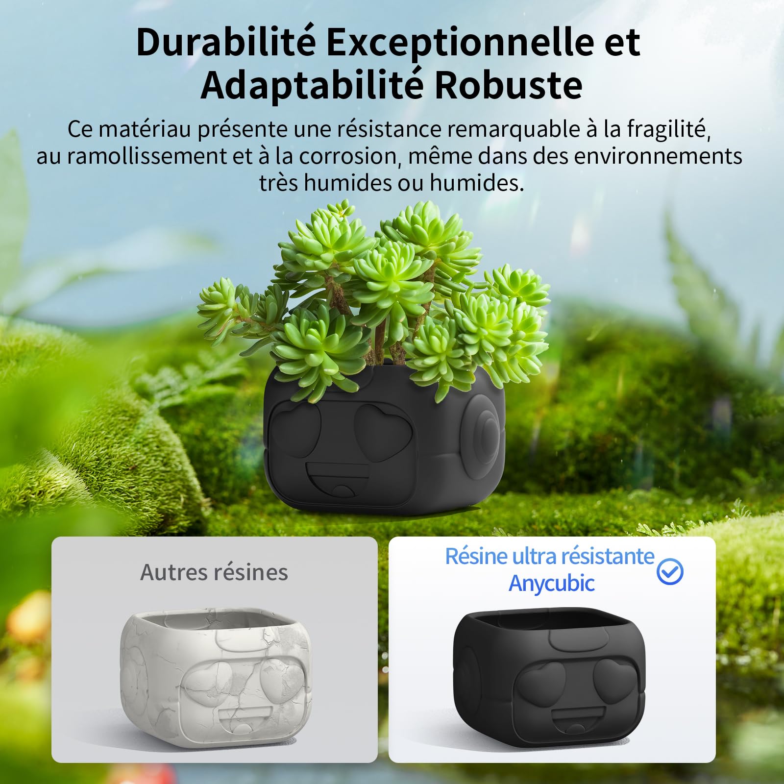 ANYCUBIC Ultra Tough Résine Pour Imprimante 3D, Ultra-Résistant, Résistance Durable aux Chocs, Flexibilité Exceptionnelle, Faible Odeur, Compatible avec Impressions 3D Résine LCD/DLP (Noir, 1000g)