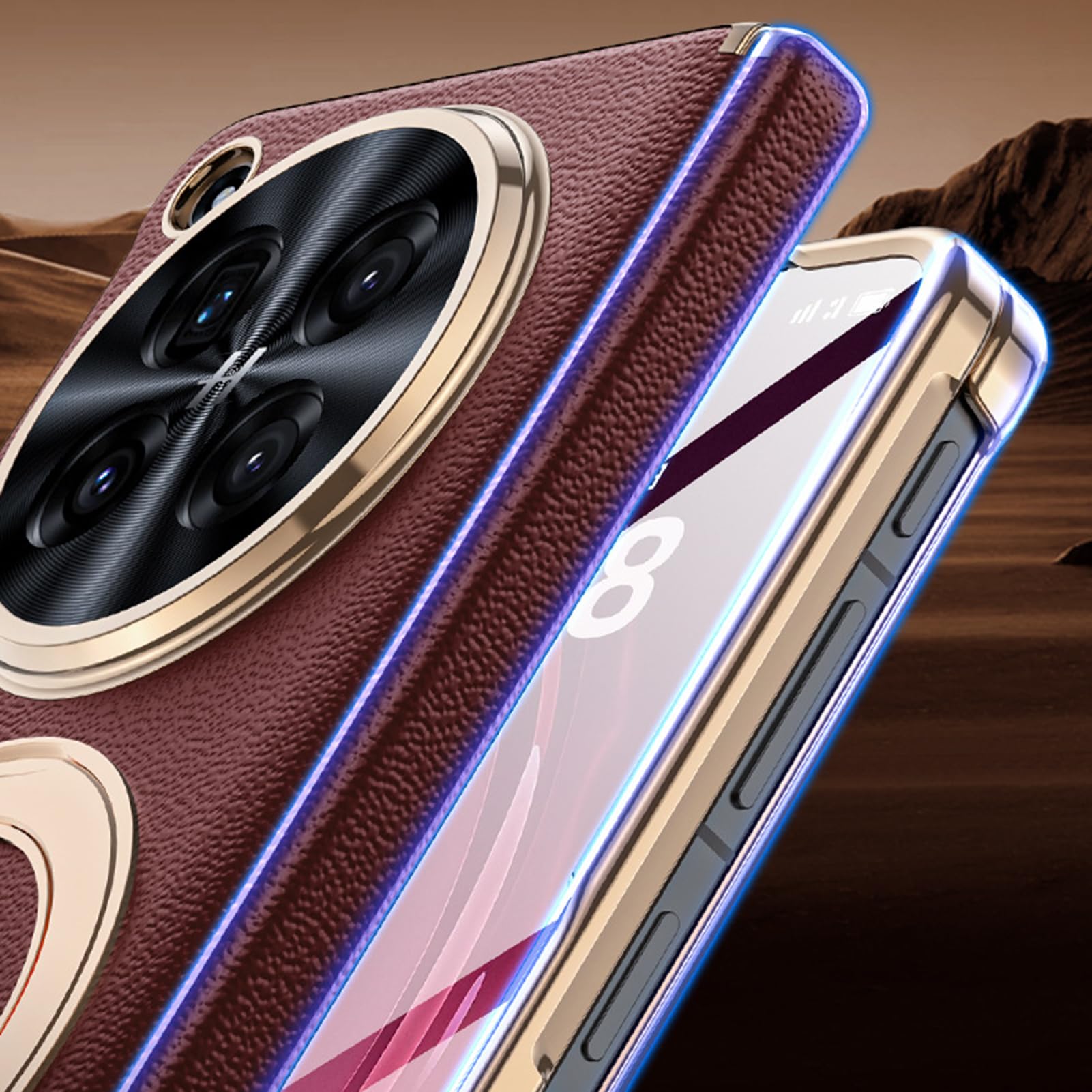 Etui z prawdziwej skóry do Oppo Find N6, ochrona ekranu ochrona ekranu powłoka pierścień etui zawias luksusowa pełna osłona, czarny, N6