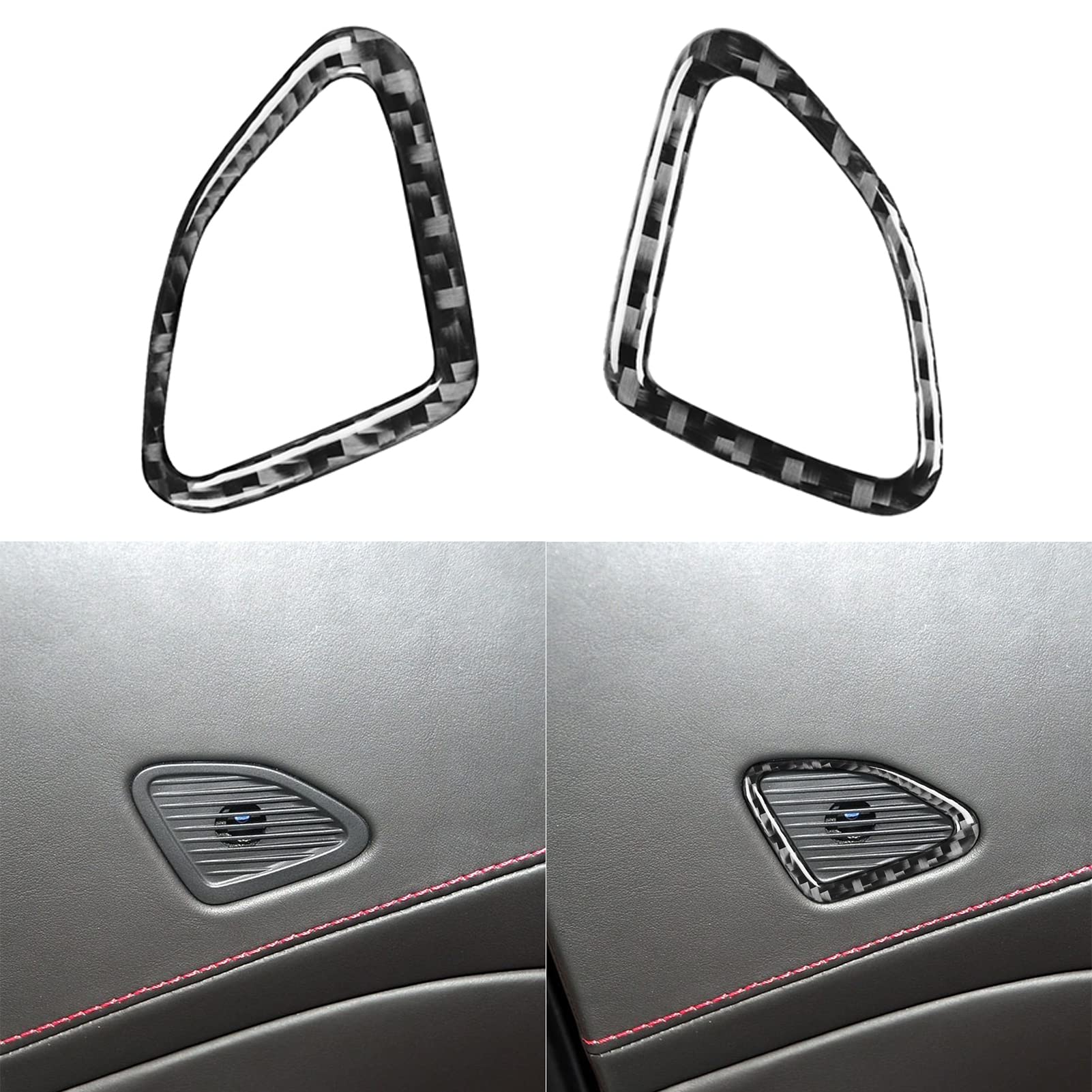 NVCNX Real 3K Carbon Fiber Door Inner Horn Audio Speaker Frame Cover Decal Car Interior Trim Accessories for Chevrolet Corvette C7 Z06 2014 2015 2016