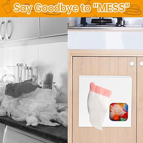 Miniatura 3 de Dispensador de soporte de bolsa de basura acrílica Dispensador grande del organizador de bolsas de basura para bolsas de basura de comestibles Caja