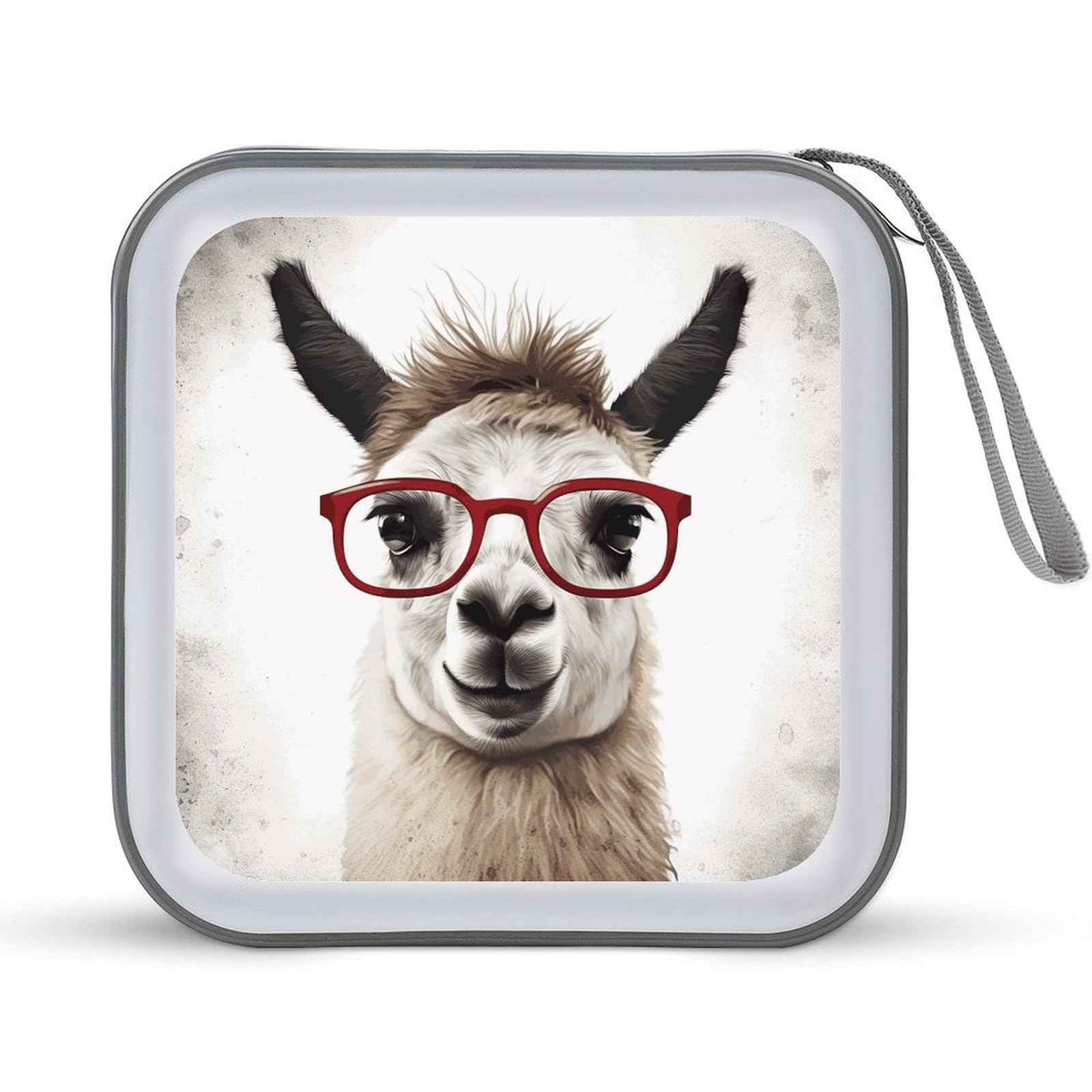 VstaDank Llama with Glasses DVD Case 40 Capacity Protective Storage Organizer Binder Booklet Album Portable Disc Wallet Car CD Disk Holder Hard Plastic CD Cases CD DVD Case Holder