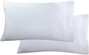 Elegant Comfort Luxury Ultra-Soft 2-Piece Pillowcase Set - 1500 Premium Hotel Quality Microfiber Double Brushed - Wrinkle Resistant, King Size, White