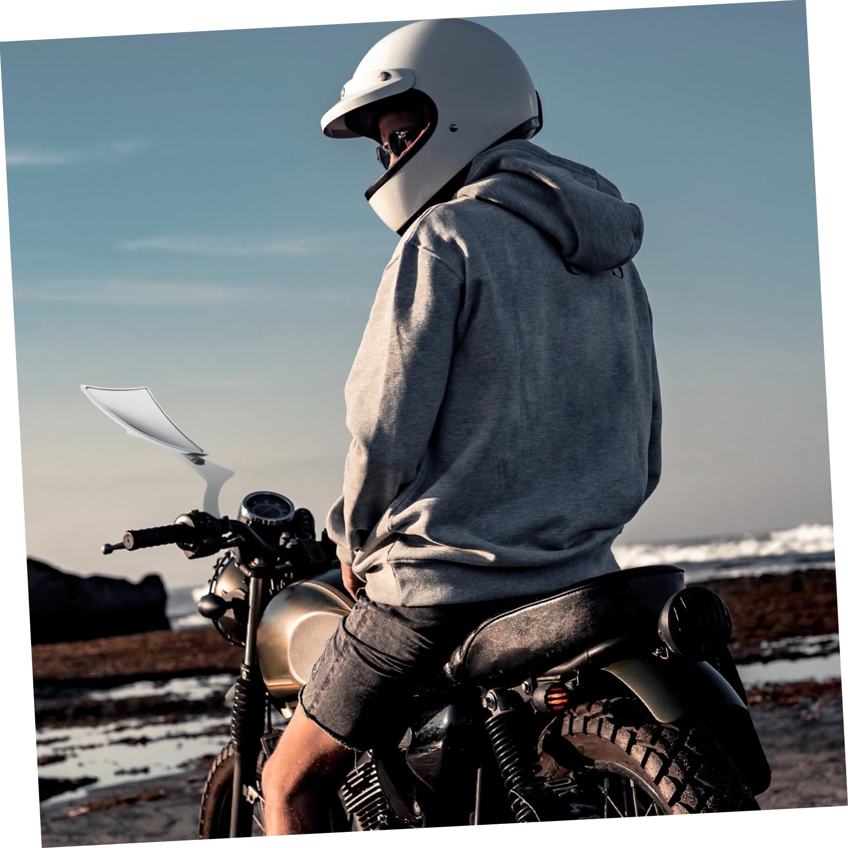 Specchietti Retrovisori Moto Modificati 2 Pezzi Argento