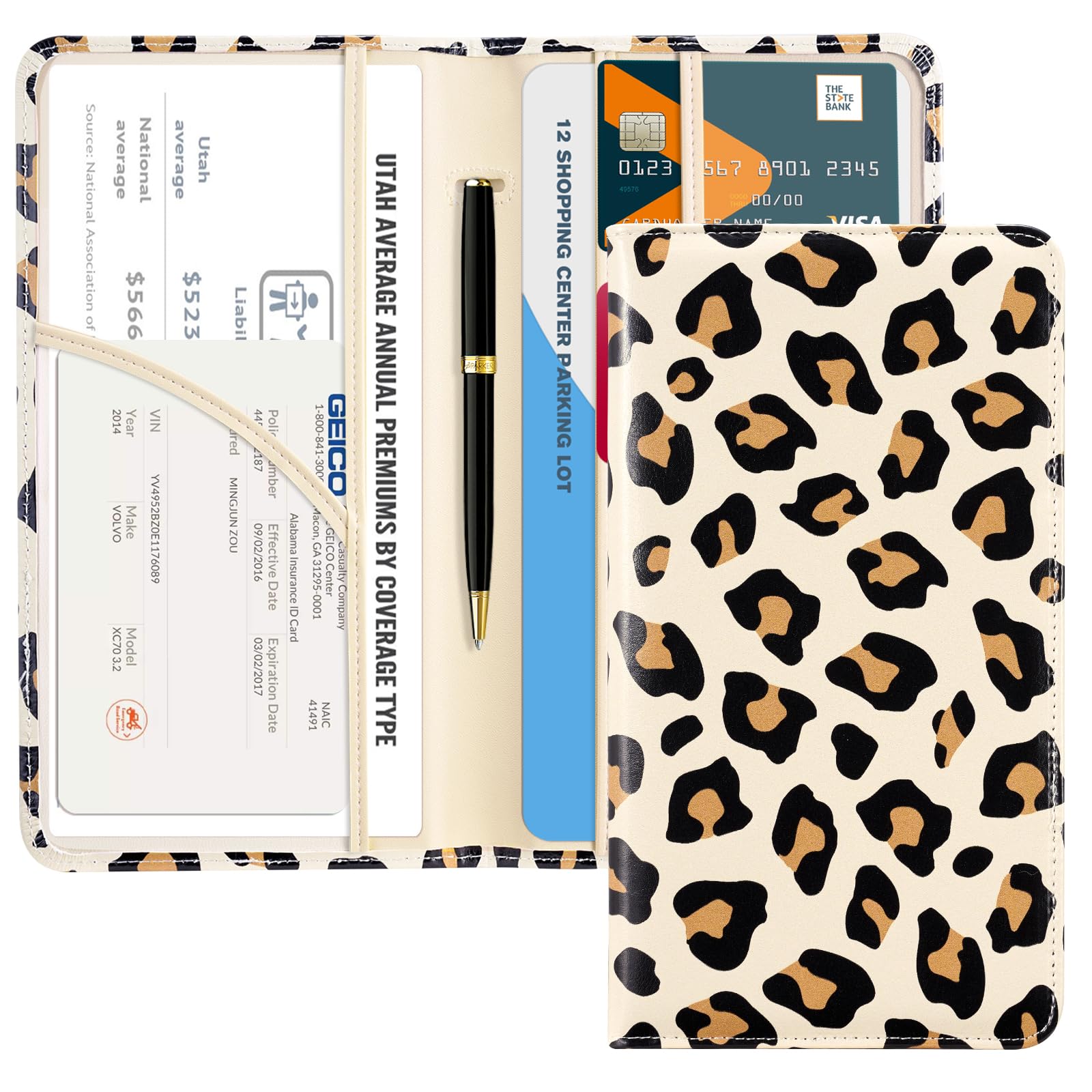 CoBak Car Registration and Insurance Holder | Vehicle Glove Box Organizer, Auto Truck Compartment Document Case with Magnetic Closure for Insurance &amp; Driver License