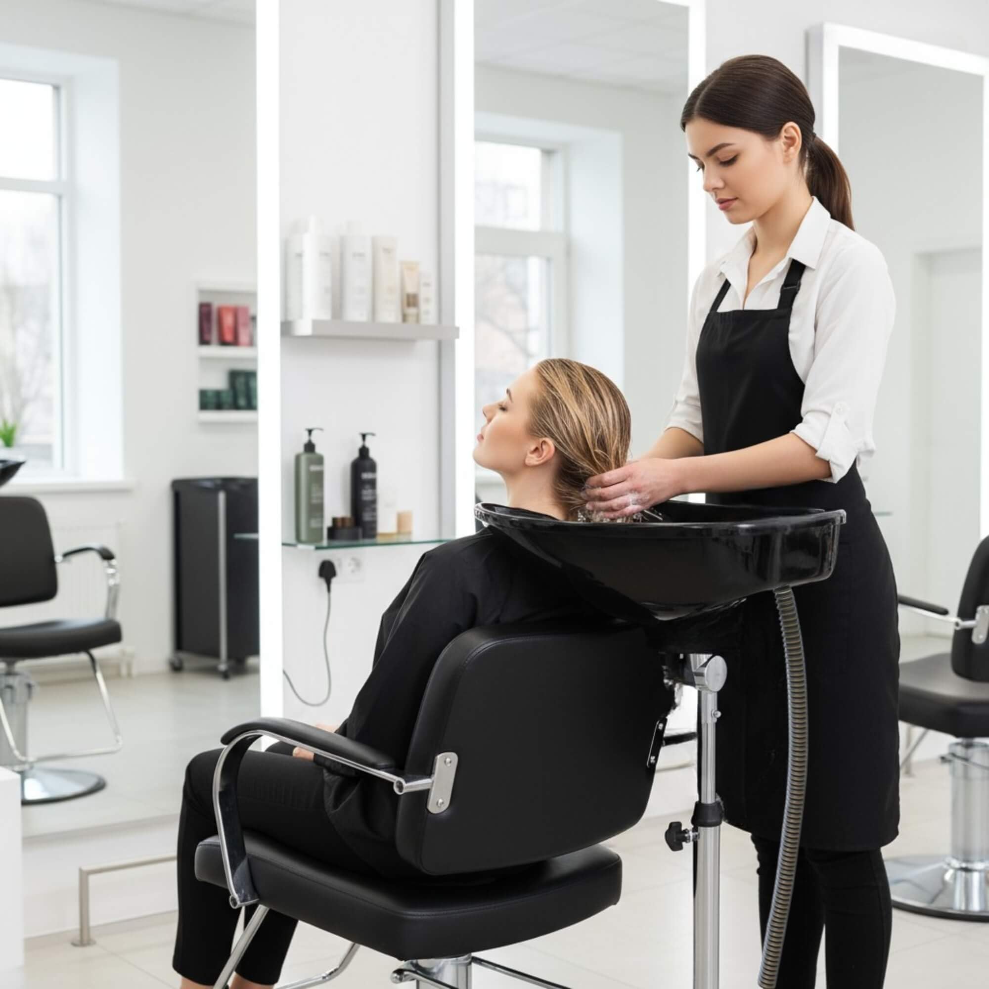 Altéax Lavatesta Portatile Per Parrucchieri Ovale, Regolabile in Altezza e Inclinazione – Dal Design Ergonomico può Essere Utilizzato Come Lavatesta per Disabili - Lavatesta Parrucchiera Professionali