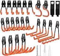 Rlipily 24 Pack Heavy Duty Steel Garage Hooks - Wall Mount Storage Organizers for Bikes, Tools, Ladders & More