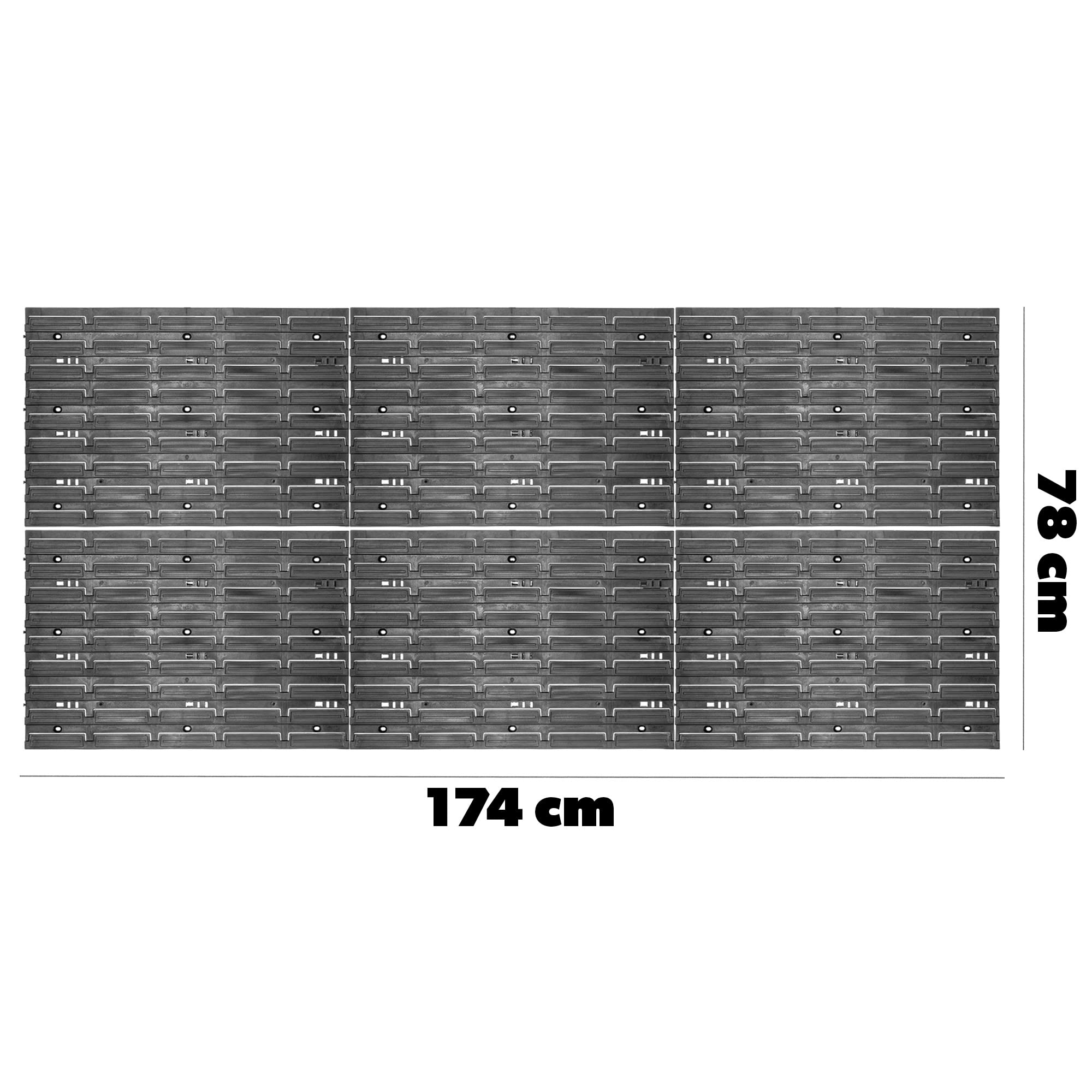 KADAX Pared de herramientas, sistema de almacenamiento de plástico PP, estantería de pared en diferentes tamaños, estantería de pared de taller con cajas de almacenamiento y soportes (174 x 78 cm)