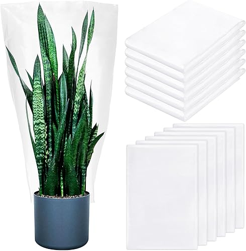 6 fundas de invierno para plantas de invierno, protección contra congelación, pequeñas bolsas de plástico transparente, bolsas de refugio, tela