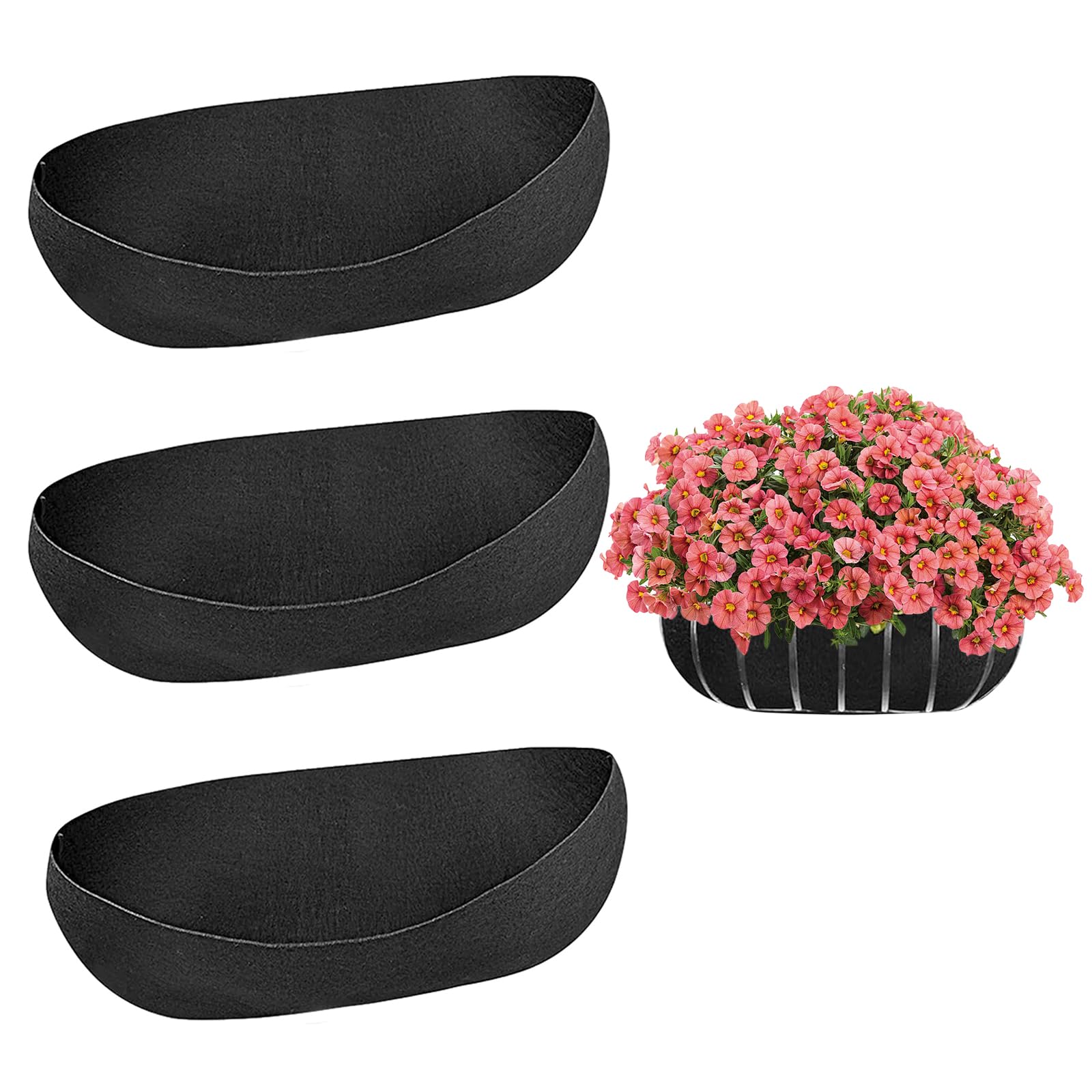 Aovanta 3PCS Felt Fabric Planter Liners 36 Inch Rectangular Trough Window Box Ha