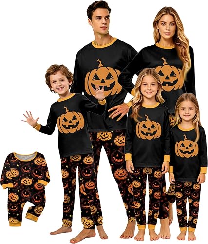 Family Matching Pajamas Halloween Costumes For Women Two Piece Long Sleeve Tops 
