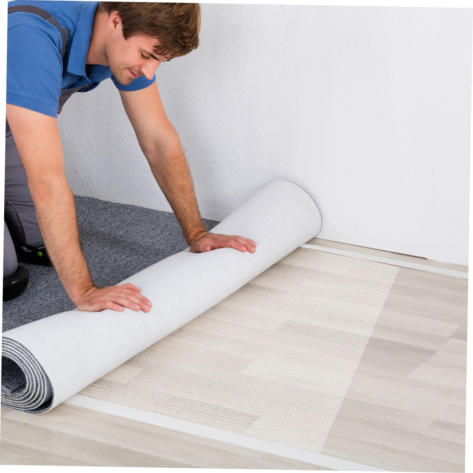 Tapis Antidérapant en PVC 200x300cm Blanc, Coussinets Antidérapants pour Maintenir Le Tapis en Place Moquette, Protège Le Sol et Empêche Le Glissement