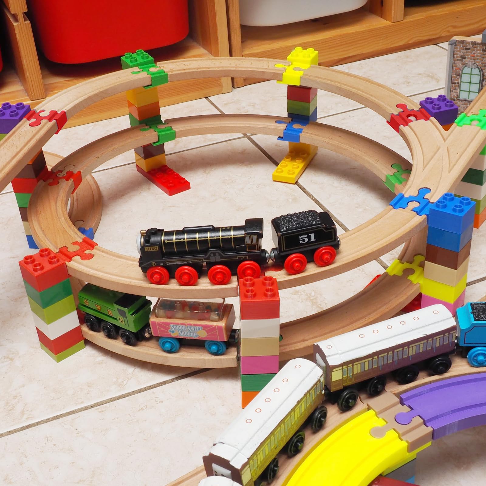 28 Pezzi Connettori Adattatori Compatibili Con Brio Duplo, Attraversamento Per Treno, Connettori Per Binari, Connettori per binari Builder Set