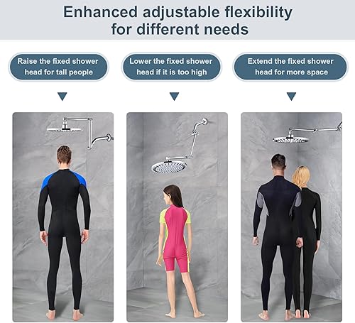 Miniatura 10 de BRIGHT SHOWERS Extensor de brazo de ducha de latón para lluvia y cabezal de ducha de mano, brazo de extensión universal de 5 pulgadas, altura y