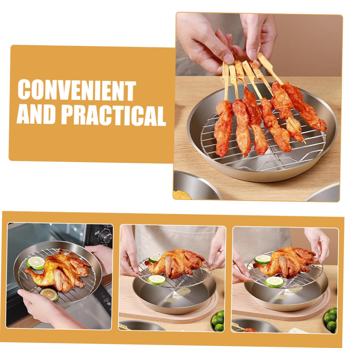 Supvox Edelstahl Grillplatte für Outdoor und Küche Multifunktionale Backform mit Fettablauf Hitzebeständig und Langlebig für Grill und Ofen
