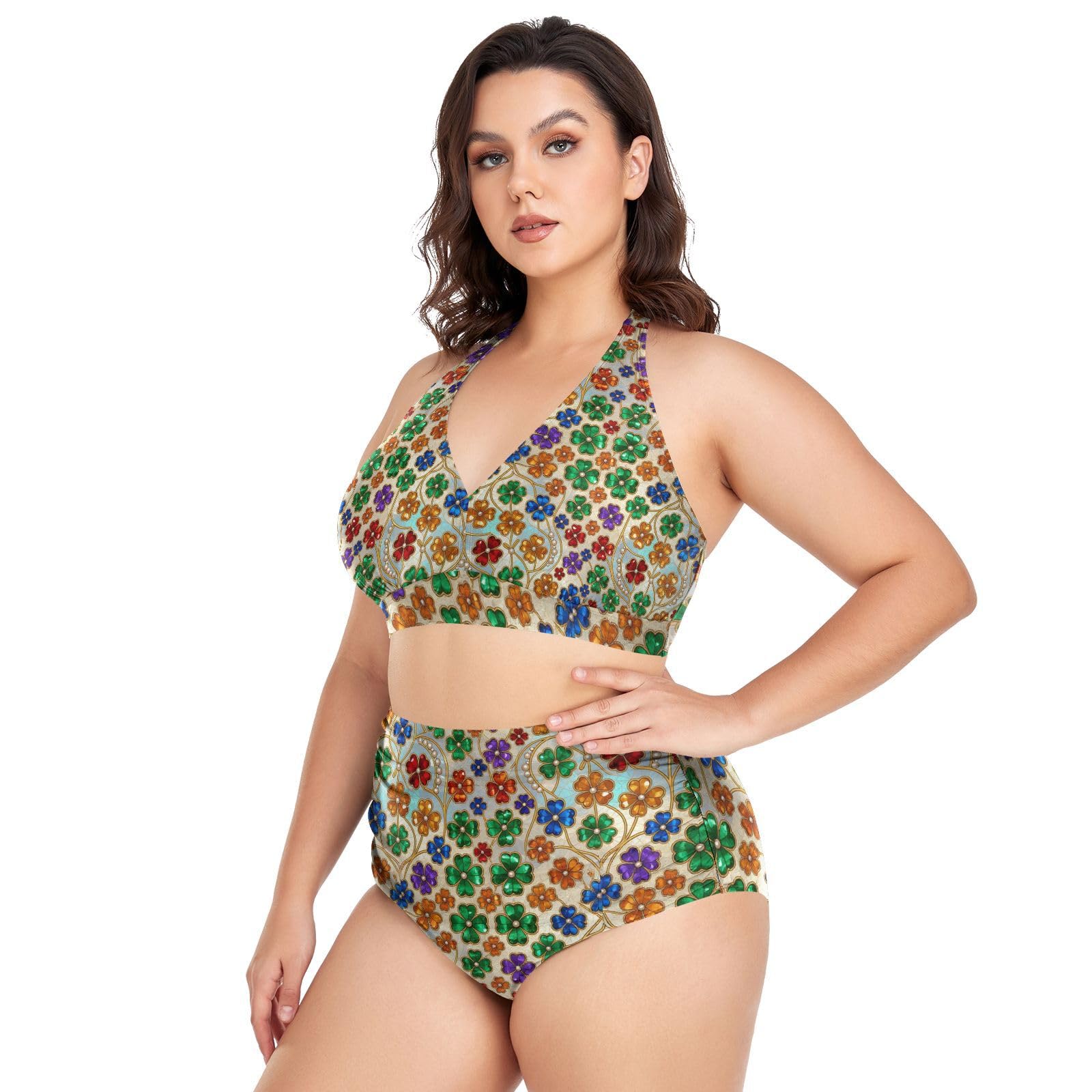 FRODOTGV Costumi da bagno donna taglie forti L-4XL | 92% poliestere, 8% spandex, tessuto elastico, spallacci regolabili per viaggi tropicali e attività acquatiche piccoli fiori