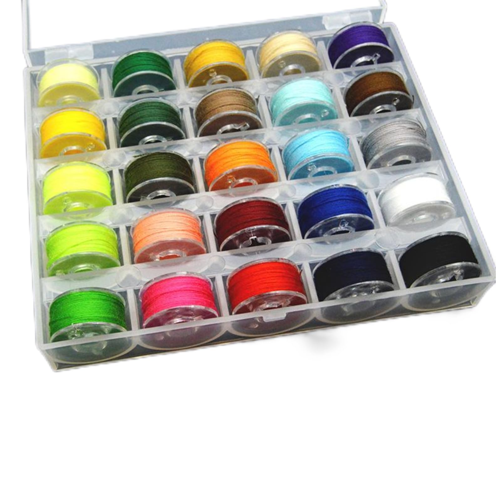 Gorrbinfen 25Pcs Sewing Machine Bobbin Threads with Storage Case Box, Pre-Wound Bobbins Set for Brother/Babylock/Janome/Elna/Kenmore/Babylock/Singer Sewing Machine (Multicolour)