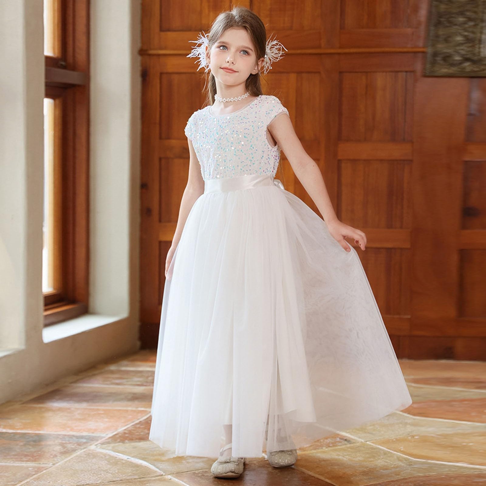 Elegantes Mädchen-Abendkleid für Aufführungen und Schönheitswettbewerbe: Tutu-Kleid mit Rock Schärpe
