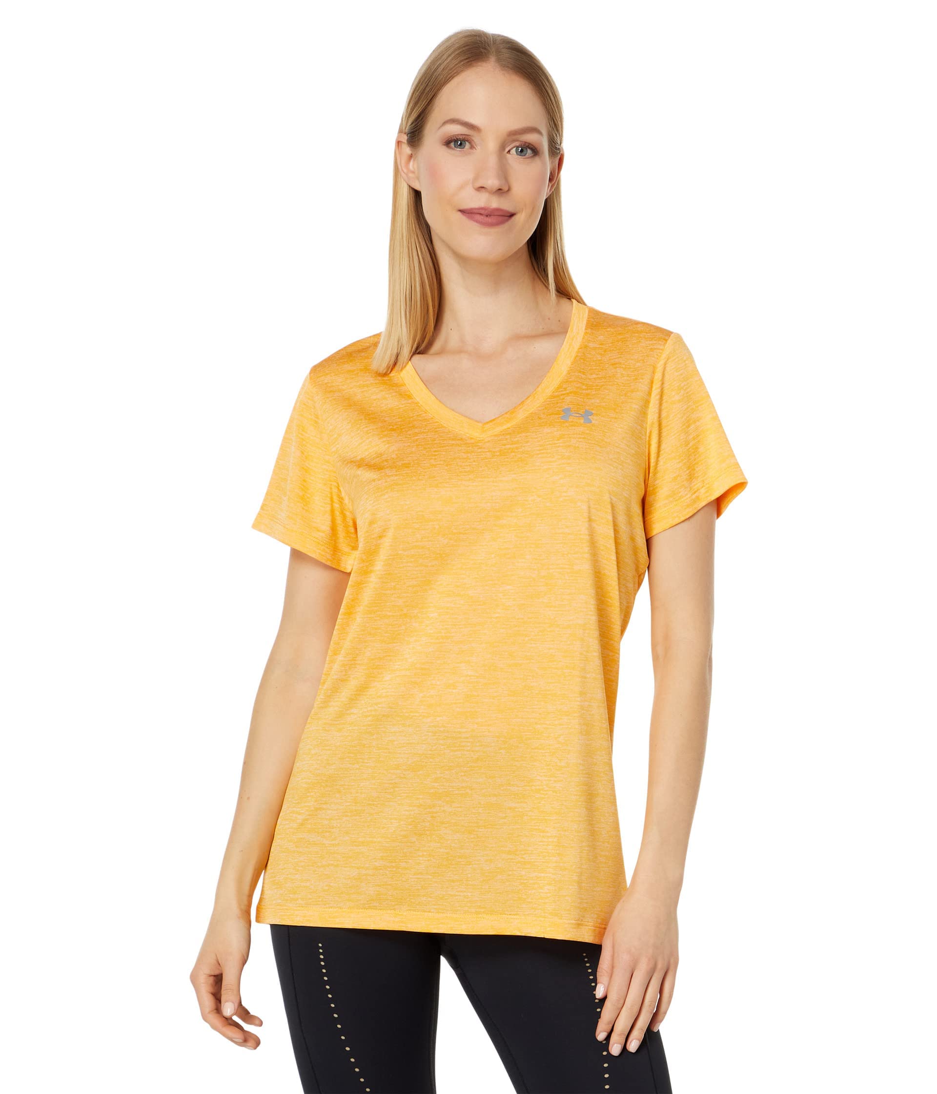 Womens Tech V-Neck Twist Short-Sleeve T-Shirt
