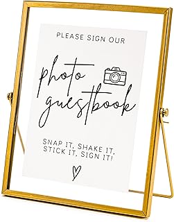 Please Sign Our Guest Book Sign For Wedding Photo Guest Book Sign Gold Floating Picture Frame Wedding Signs Place Card/Menu Holder 10”x8” Please Sign