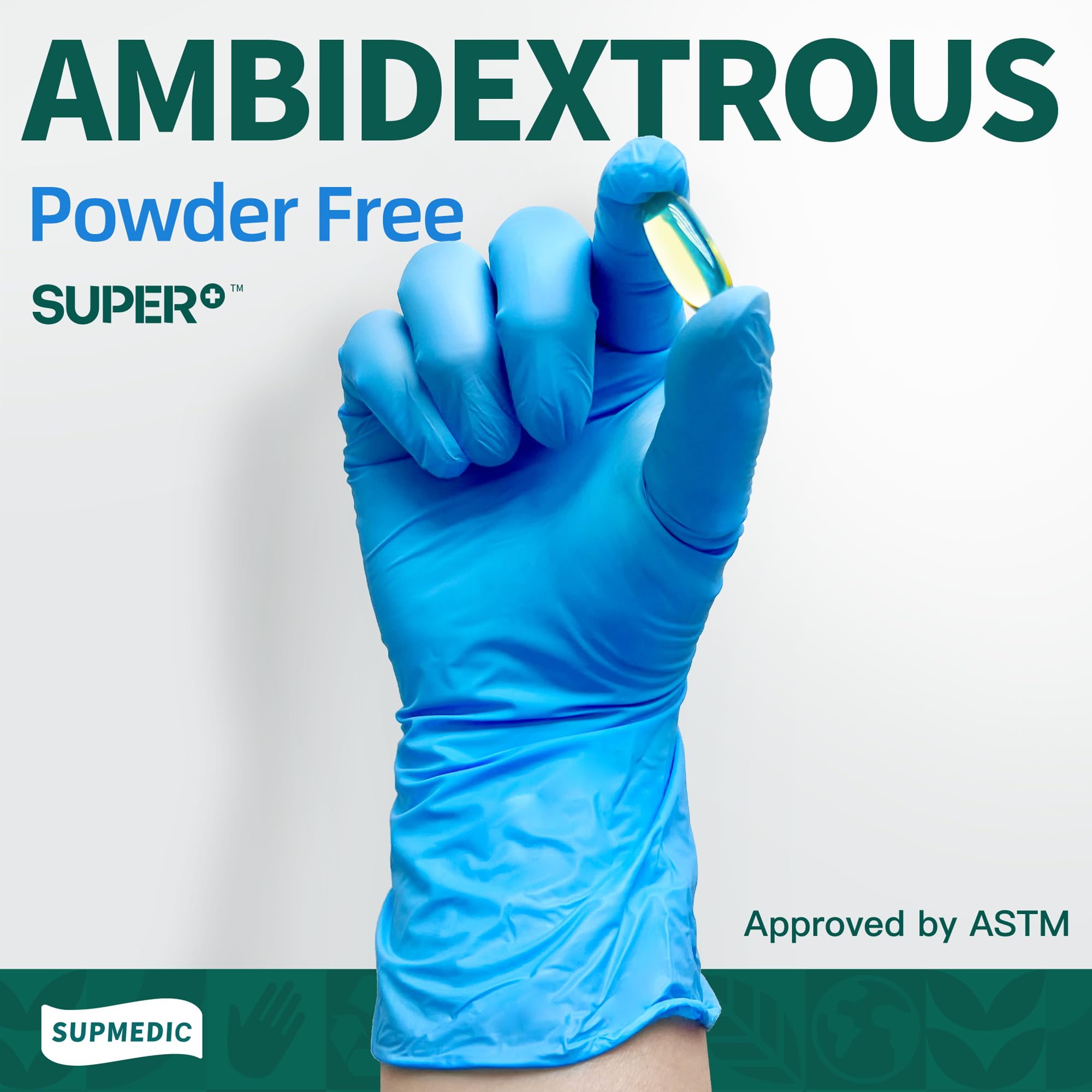 Supmedic Lot de 100 gants d'examen jetables en vinyle, sans poudre, sans latex, de qualité alimentaire, pour la cuisine, le nettoyage, les médicaux, bleu, taille L
