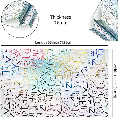 Miniatura 4 de HYANG - Hojas de piel sintética con letras plateadas en relieve, 1 rollo de 12 x 53 pulgadas, piel sintética muy adecuada para aretes de cuero,